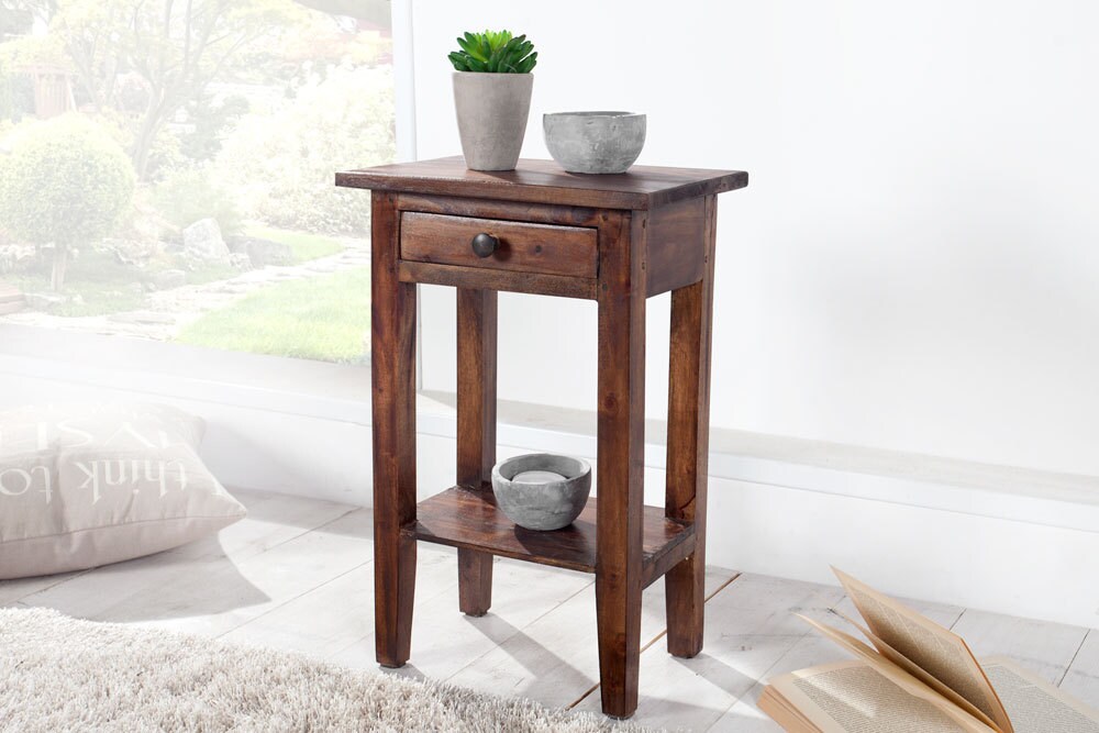 riess-ambiente Beistelltisch HEMINGWAY - 55cm coffee Mahagoniholz Shabby Chic Telefontisch massiv