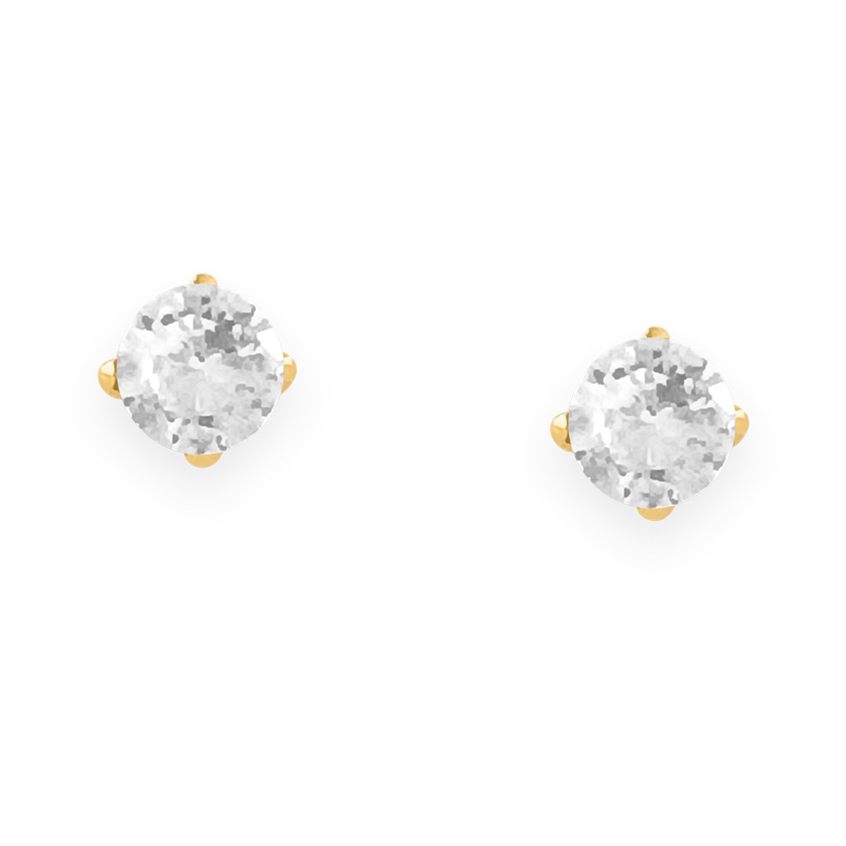 Boucles d'oreilles en acier doré avec Oxyde de Zirconium 4mm