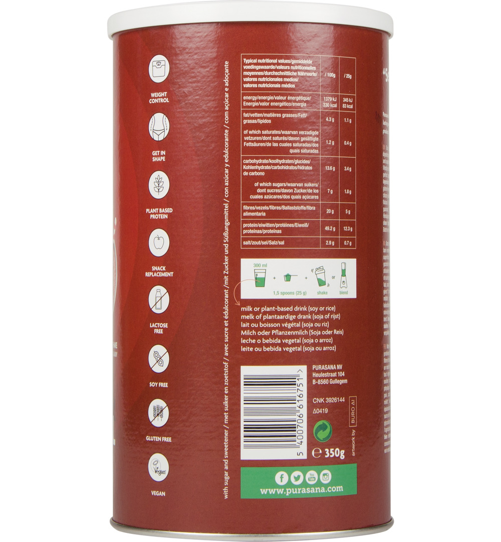 Purasana Shape & Control Proteine Shake Chocolate Vegan (350 gr)