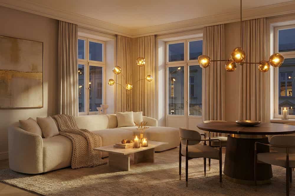 Design Hängelampe LIQUID DIAMOND 100cm gold Glas Stahl fünf Schirme Kugelleuchte