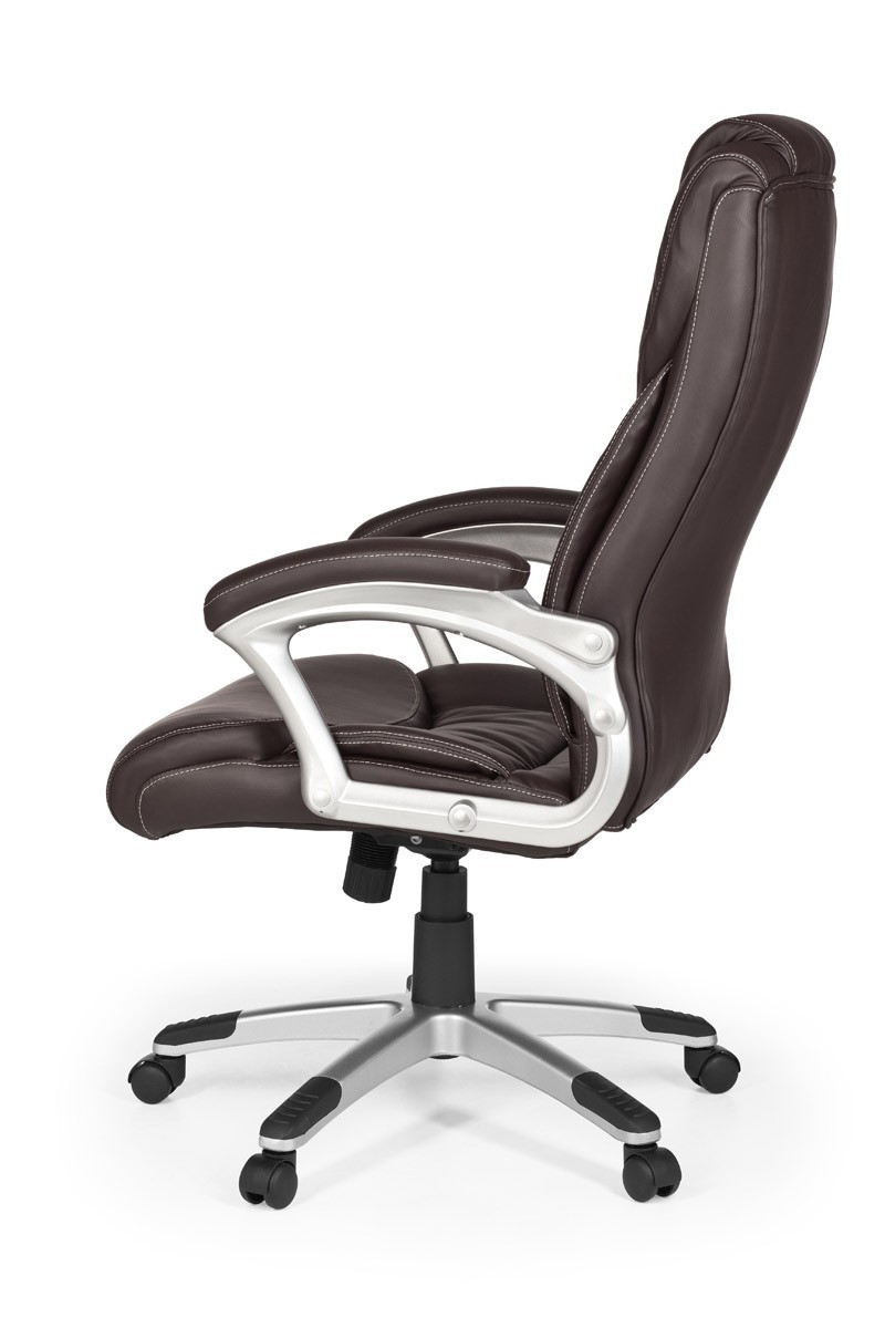 Chefsessel - braun-schwarz - Lederoptik - mit Armlehnen
