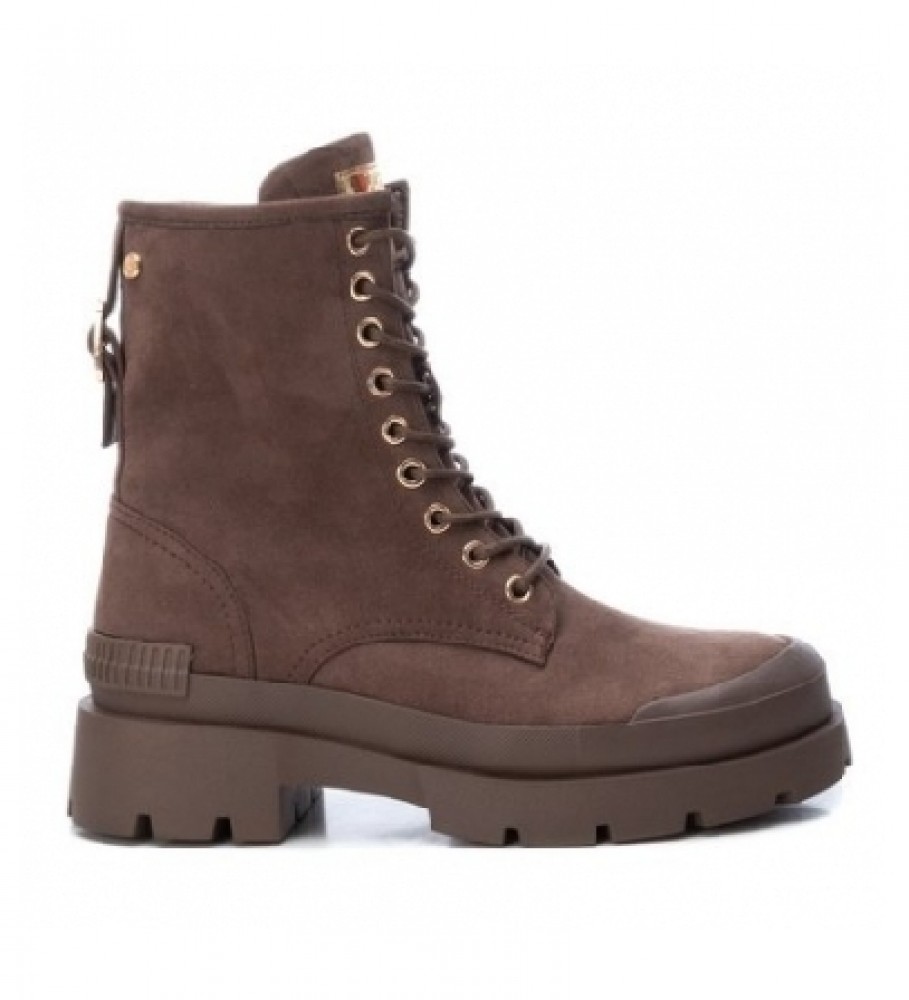 Botas de cano curto Xti em camurça cor taupe