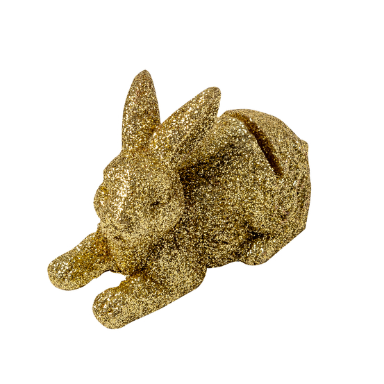 2 marque-places lapin paillettés or - 7x4.5cm