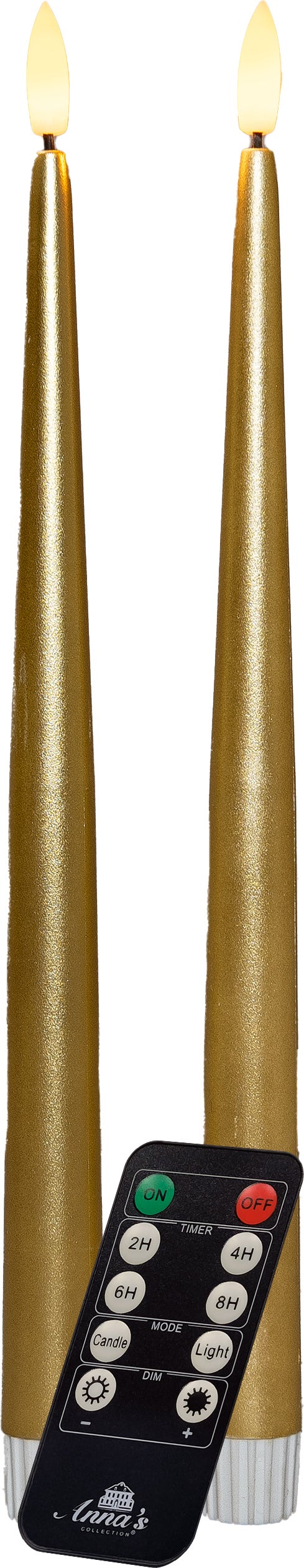 Anna's Collection LED dinerkaars met timer goud D 2,2 H 30 cm 2 stuks