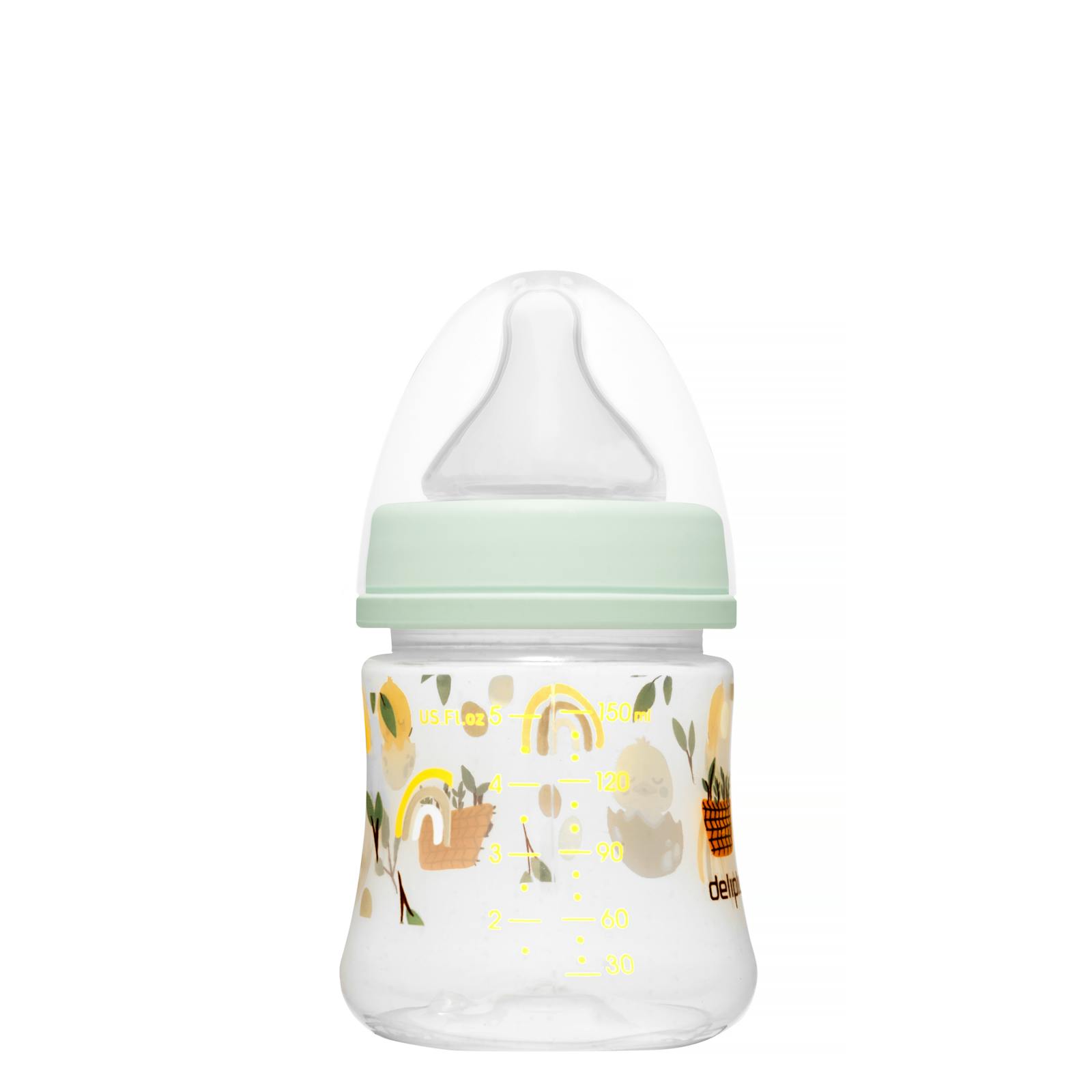 Biberon à tétine en silicone à débit lent Deliplus 150 ml + 0 mois