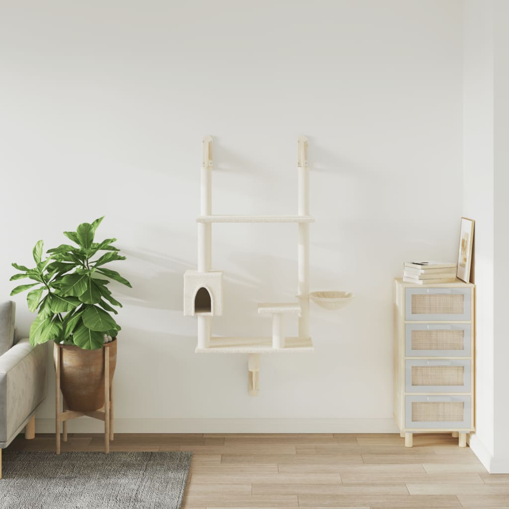 Arranhador de parede para gatos vidaXL, cor creme, 153 cm