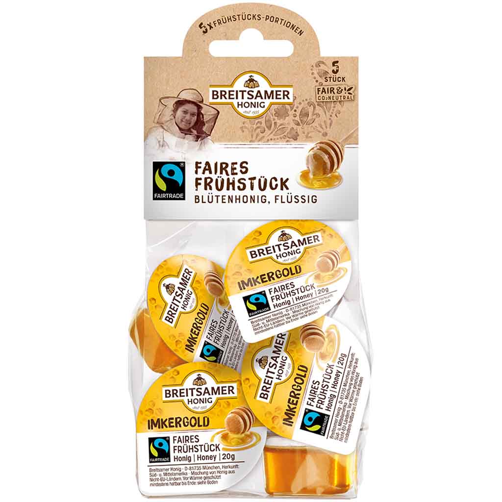 Breitsamer Honig Faires Frühstück 5 Portionen 100g MHD:30.8.26