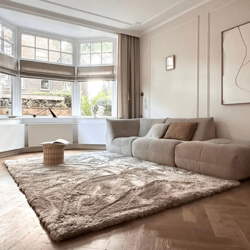 Interieur05 Hoogpolig vloerkleed Odelia beige/wit - 200 x 290 cm