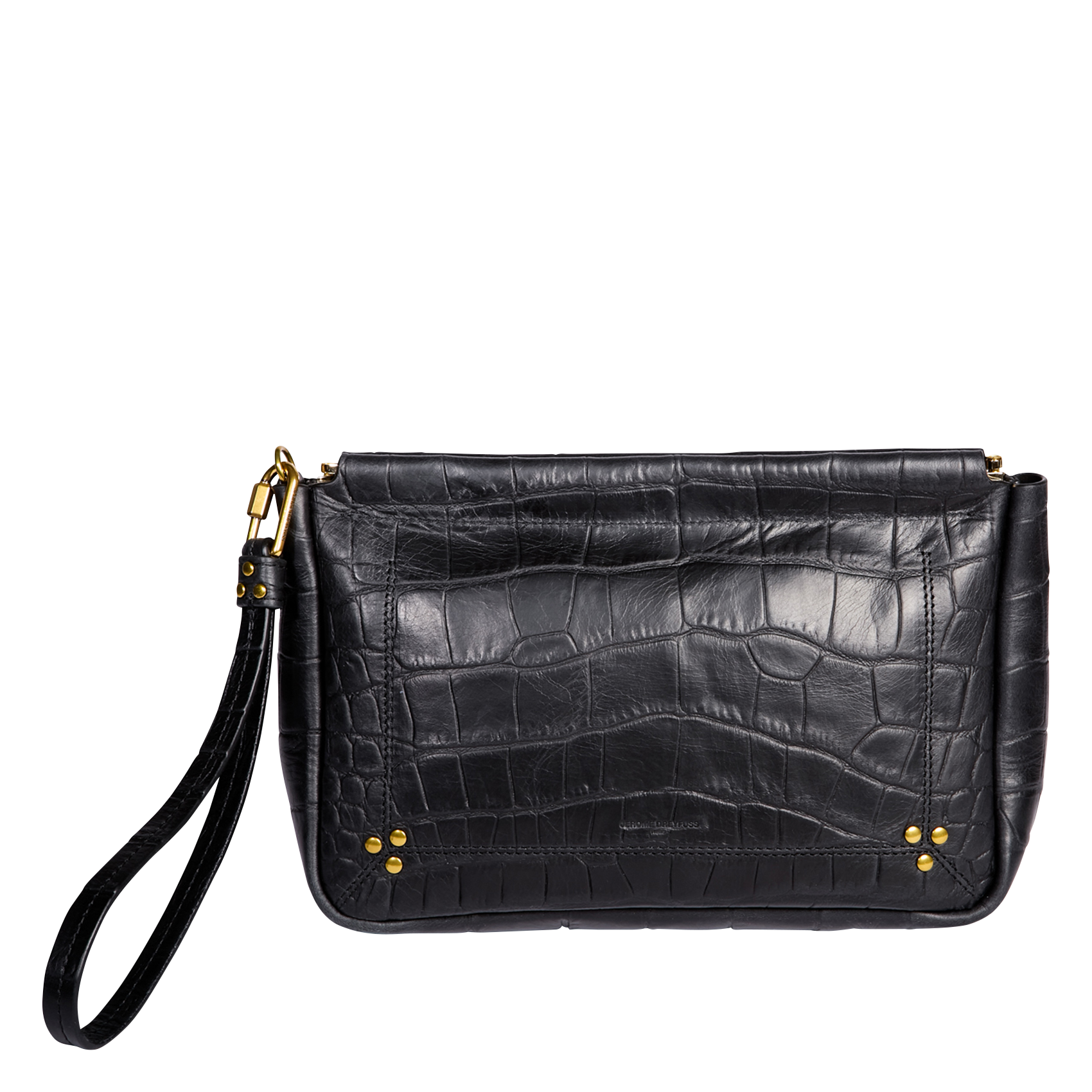 CLAP L - Pochette en cuir croco| Noir