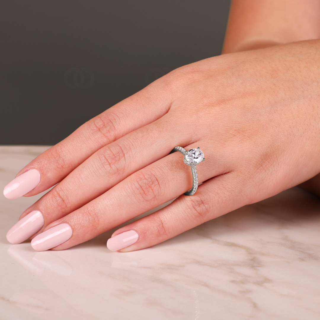 1.28ct Diamanten Pavé Solitärring 750/18 K Weissgold