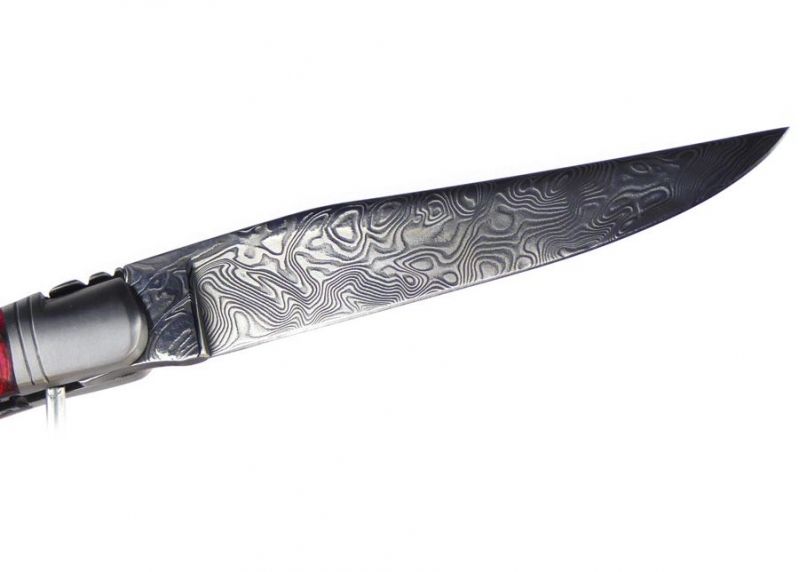VENDU - Couteau Laguiole avec un manche en Molaire de Mammouth teintée rose