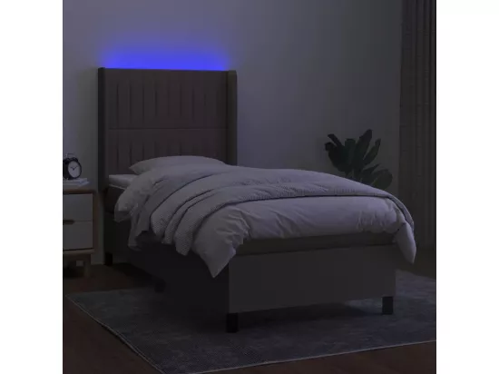 Sommier tapissier avec matelas et LED Taupe 90x190 cm Tissu