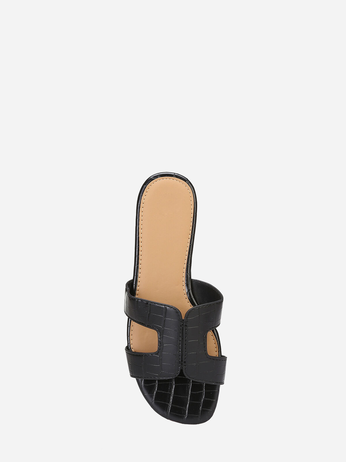 Mules imprimé croco avec brides ajourées- Noir