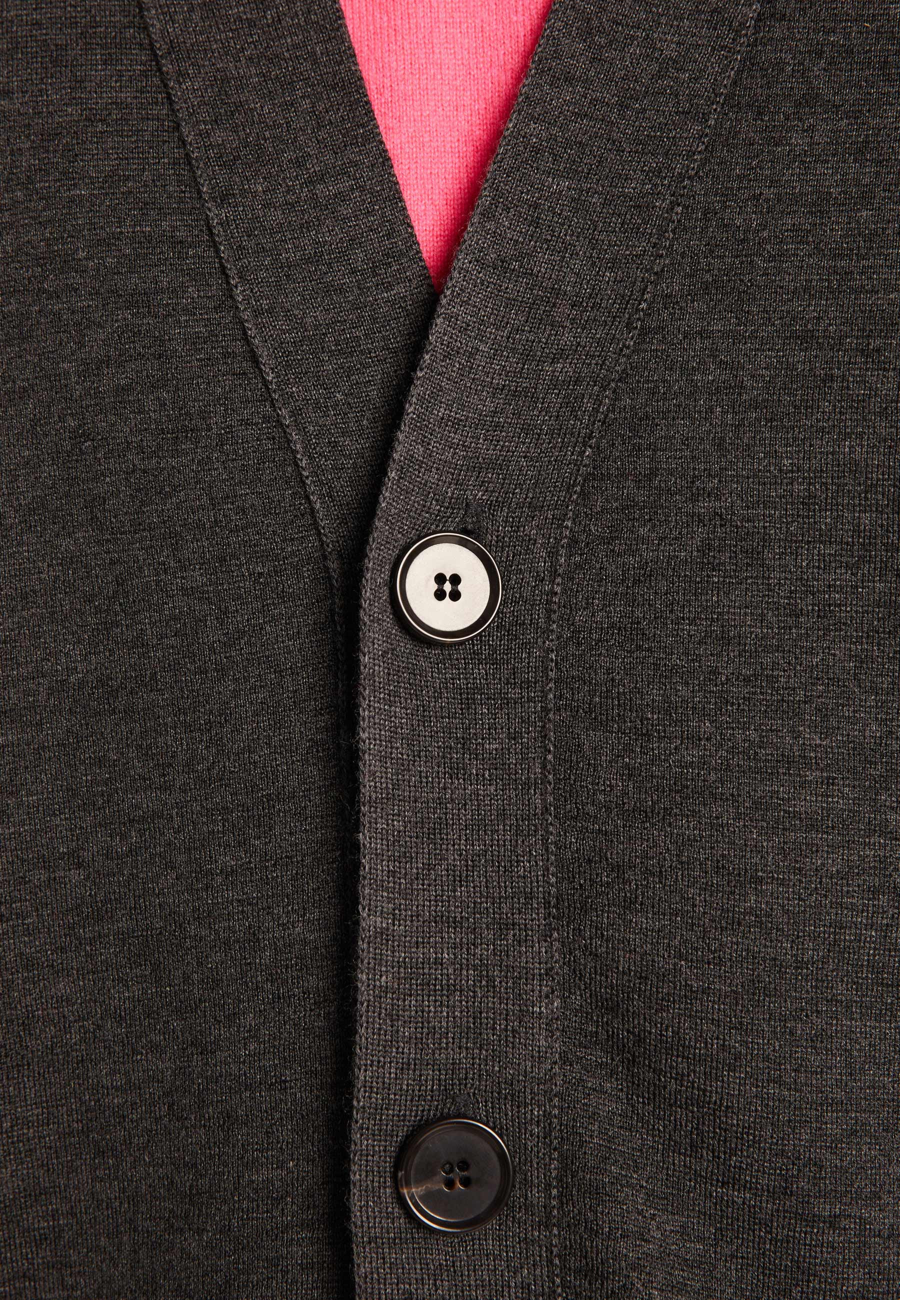 TAOAH24 - Gilet boutonné bicolore en laine mérinos | Noir