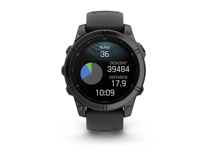 Garmin fenix E - 47 mm - skifergrå stål - sportsur med bånd - silikone - sort - håndledsstørrelse: 125-208 mm - display 1.3
