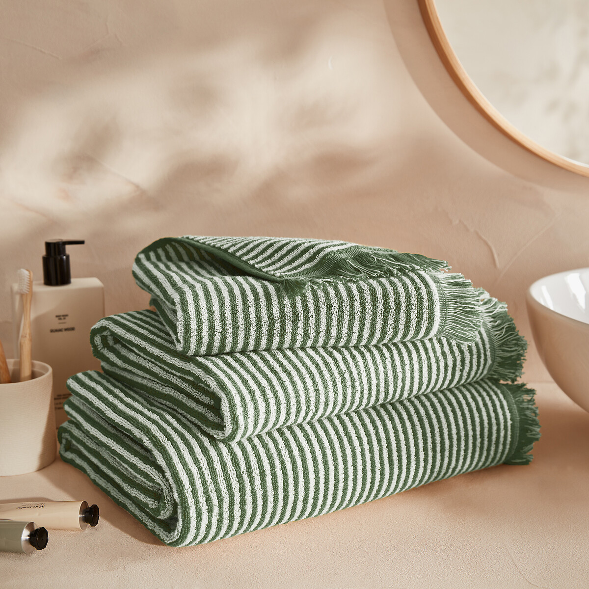 LA REDOUTE INTERIEURS<br>Toalha felpuda às riscas Malo 500 g/m²