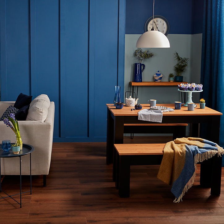 Peinture intérieure couleur murs, boiseries et radiateurs GoodHome satin lourmarin bleu 2.5L