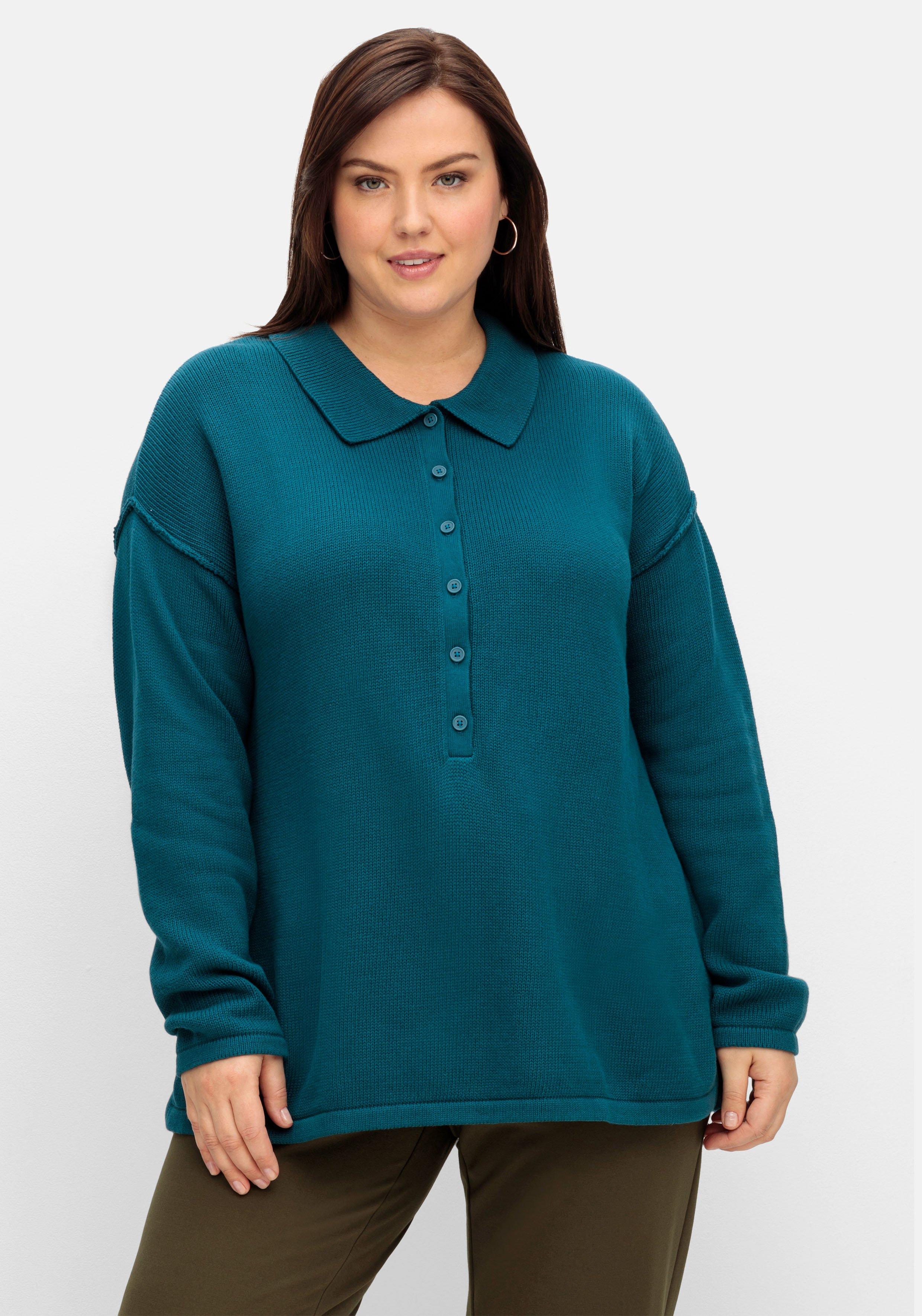 Pullover im Linksstrick, mit Polokragen