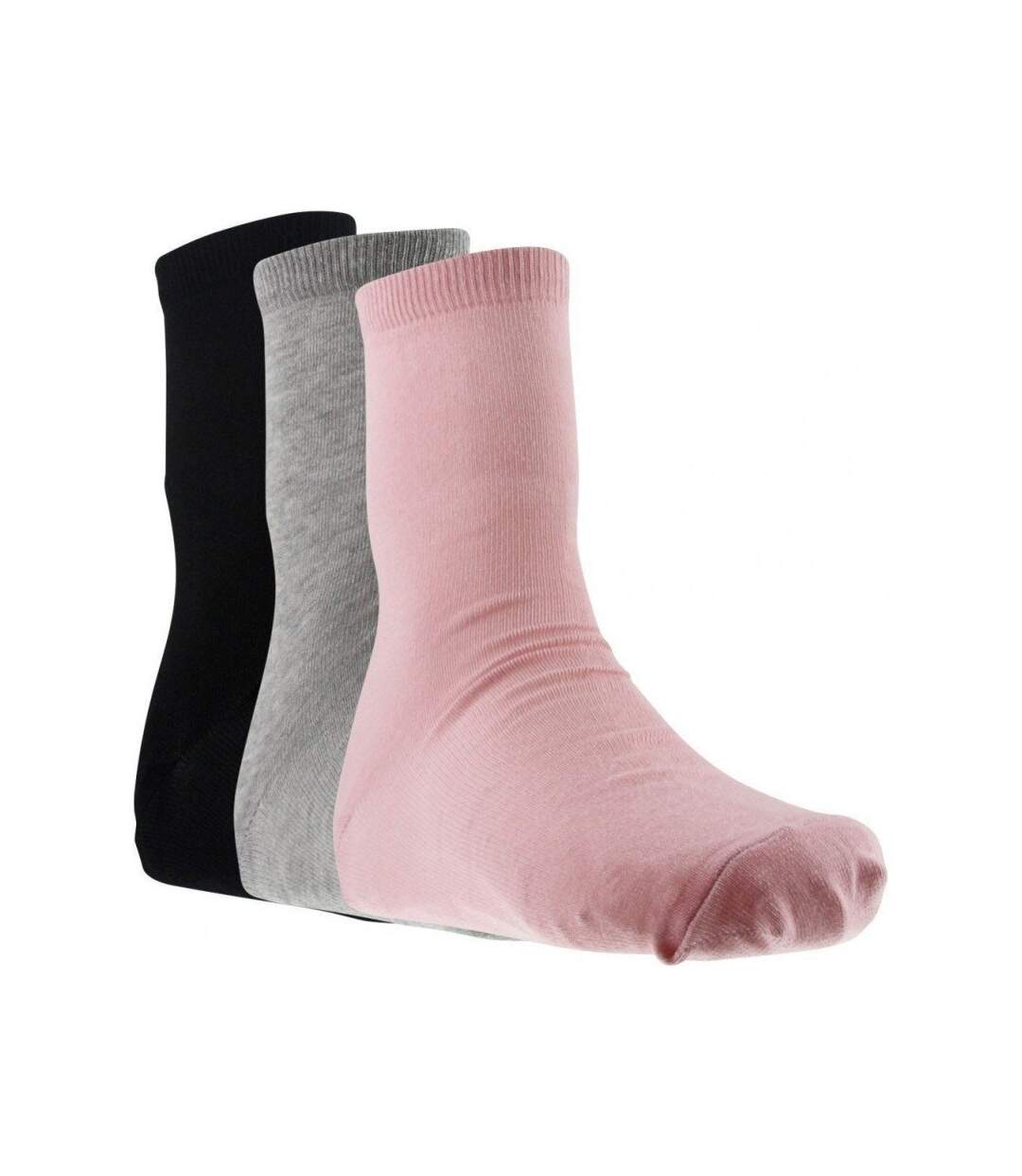 TWINDAY Lot de 3 paires de Chaussettes Femme Coton COLORES Gris chiné Noir Rose