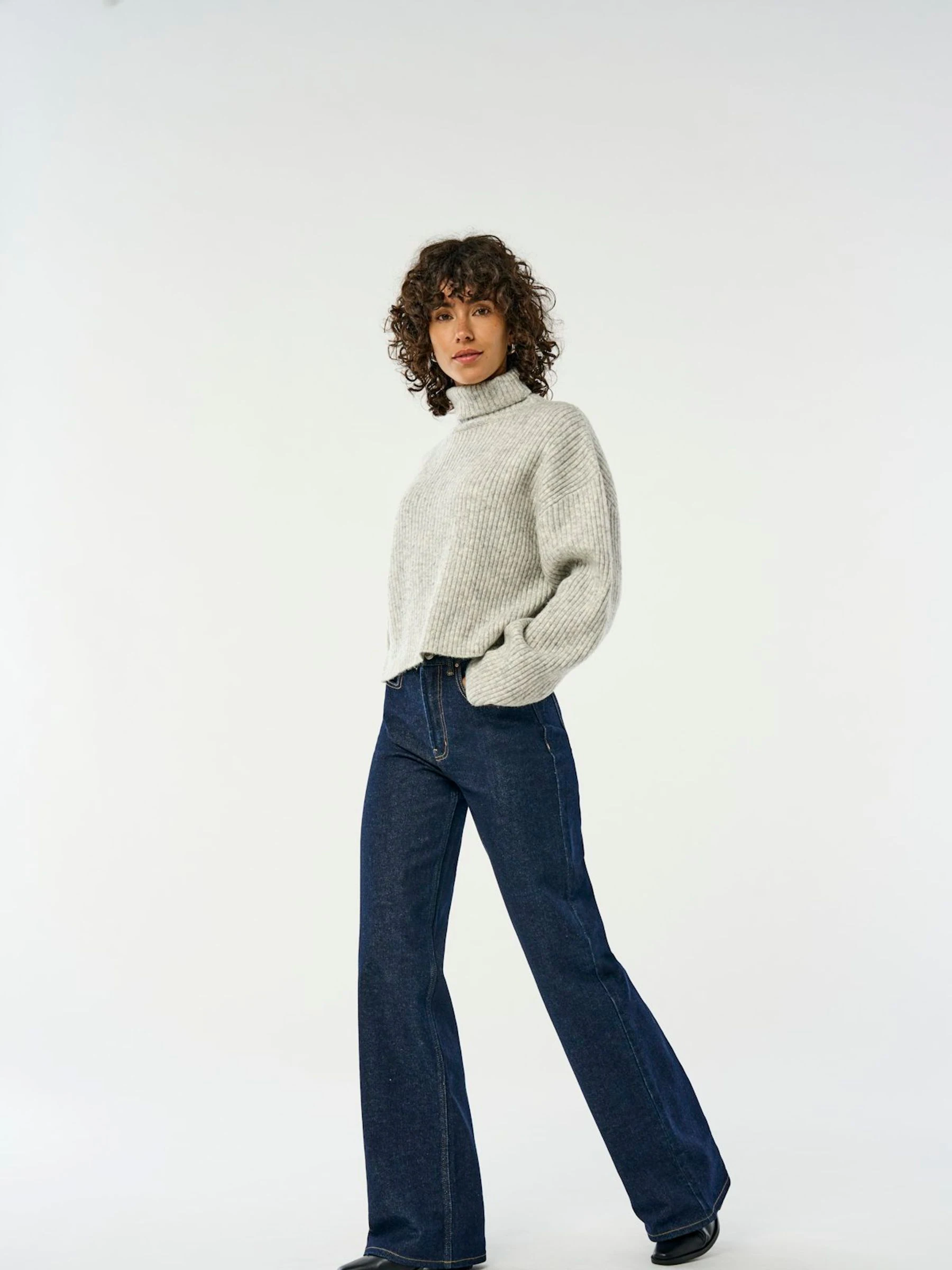 Indigoblauw - ONLY - Jeans met hoge taille en wijde pijpen van 100% katoen