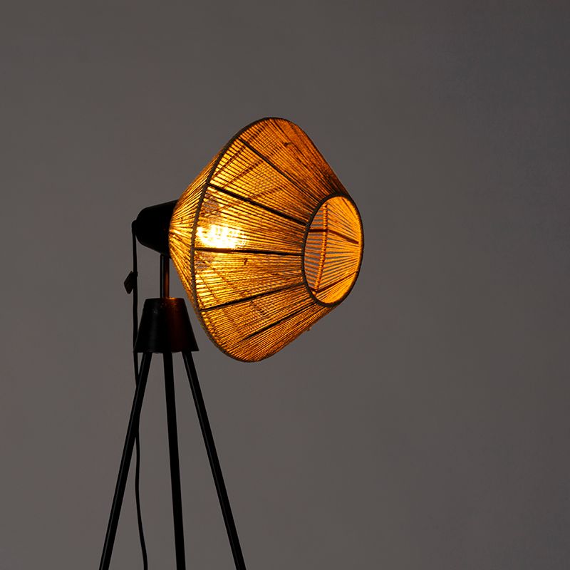 Landelijke vloerlamp tripod touw - Jenthe