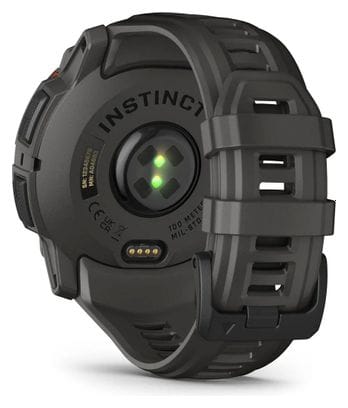 Montre GPS Garmin Instinct 3 Solar - 50 mm Noir avec Bracelet en Silicone Gris Charcoal