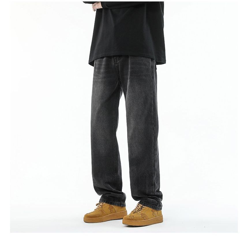 FOEV - Mid Rise Washed Loose Fit Jeans