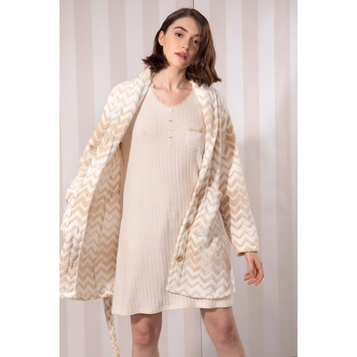 Admas - Camisón de manga larga Soft Forest marfil Blanco