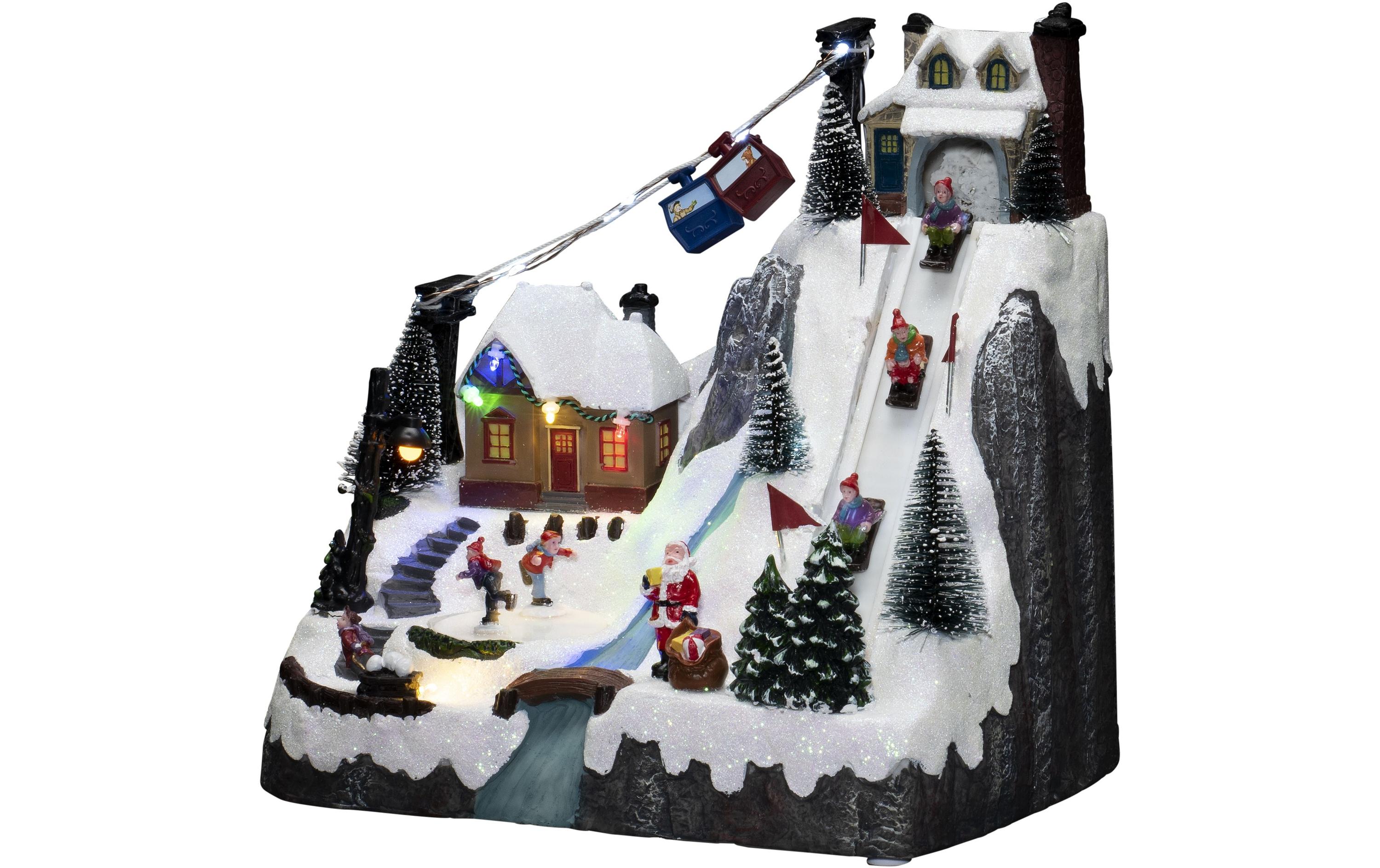 LED-Figur Skipiste mit Musik, 28 cm, MehrfarbigLED Skipiste