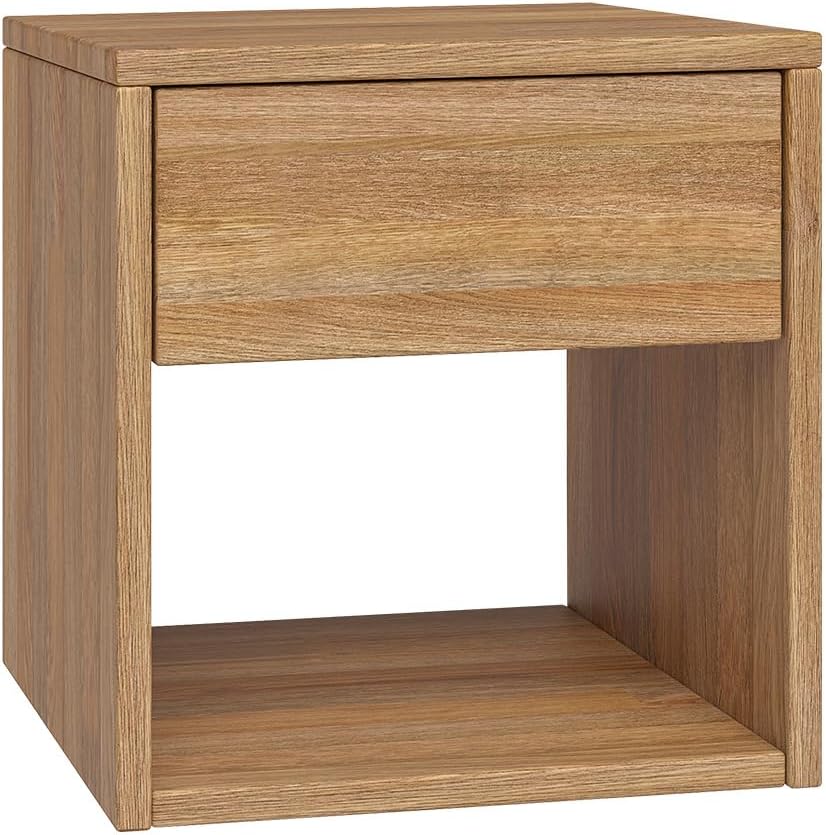 skølm Floki Nachttisch mit Schubladen – Nachtschrank aus Eiche Massivholz geölt – Nachttischschrank Natur – Bedside Table Schlafzimmer – Nachtkommode 40 x 40 x 40 cm