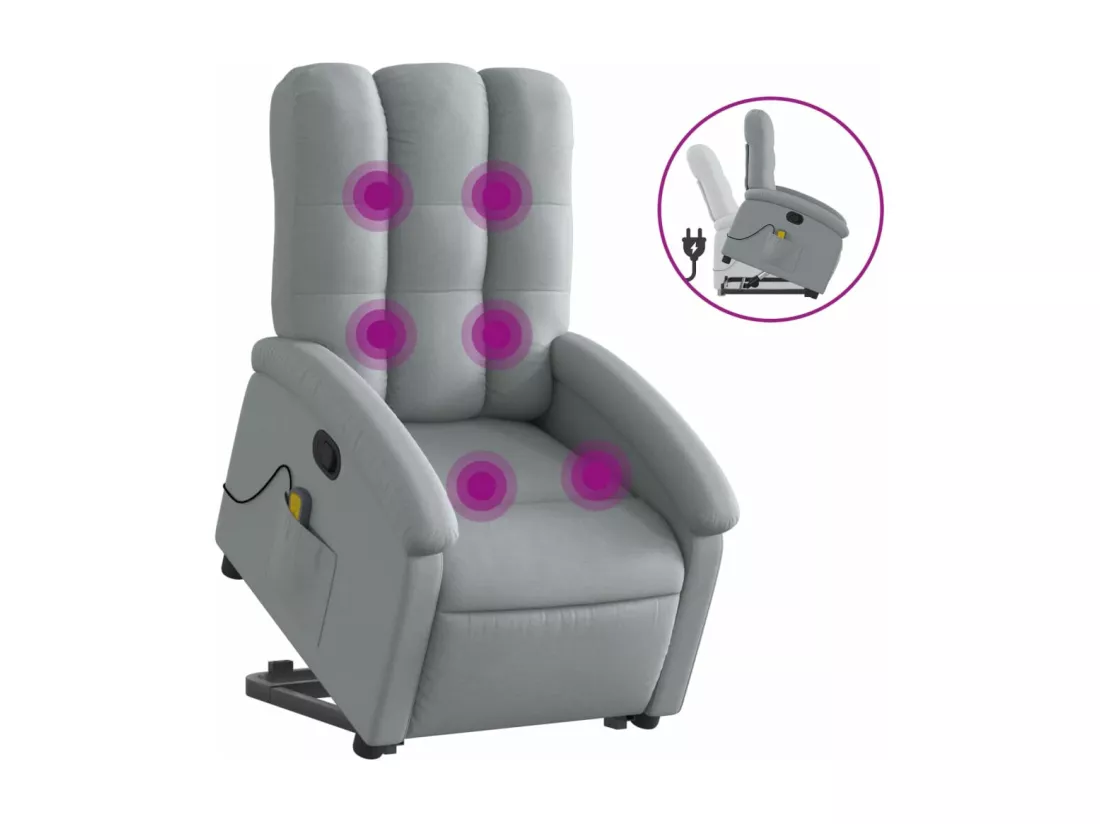 Fauteuil massant inclinable Gris clair Tissu
