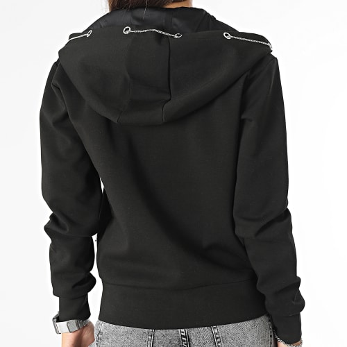 Sweat Zippé Capuche Femme W3YQ15-KB932 Noir Argenté