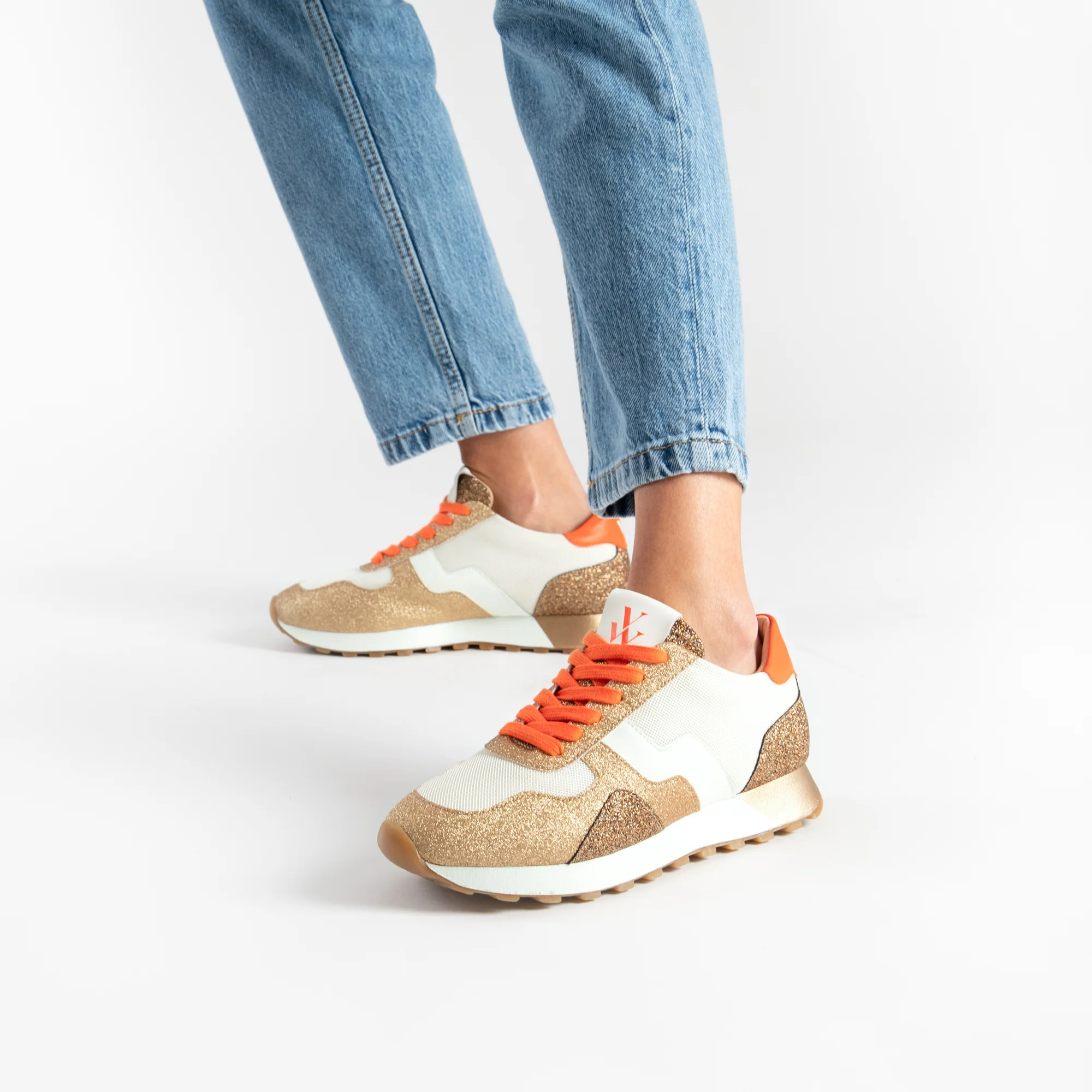 Sneakers-Baskets Natalia bronze et cuivre à semelle running