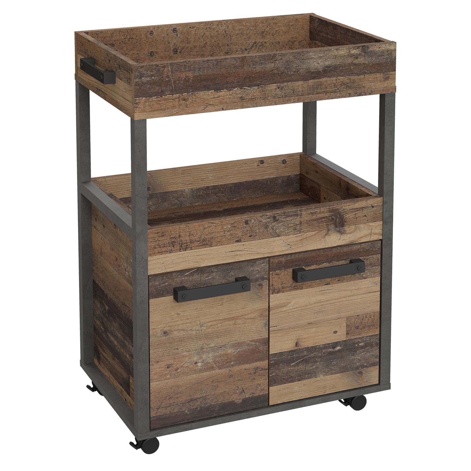 Hausbar - Old Wood Vintage - Betonoptik - auf Rollen