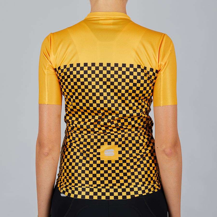Sportful Checkmate Fietsshirt Korte Mouwen Geel Dames