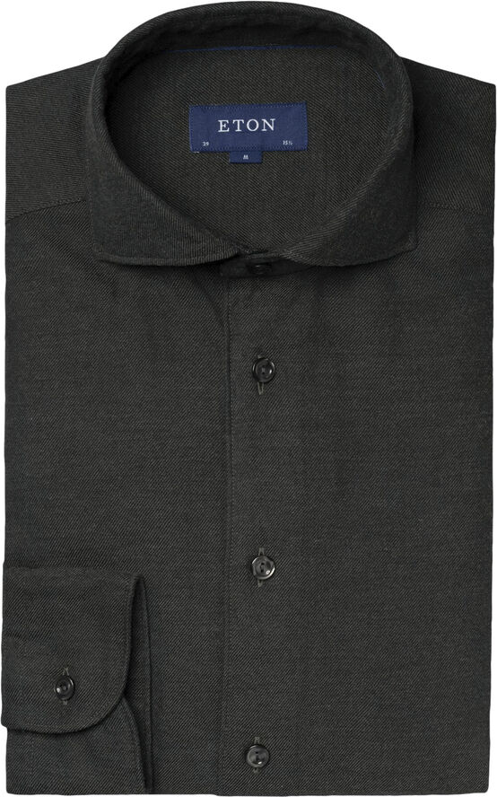 ETON Slim Fit Dark Green Flannel Shirt Grøn