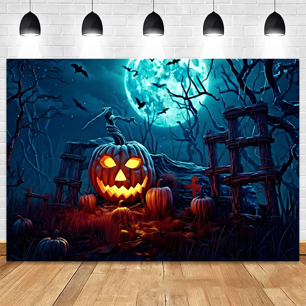 (210x150cm) Halloween Wand Banner Grusel Party Deko Hintergrund Foto Requisite - Kürbis