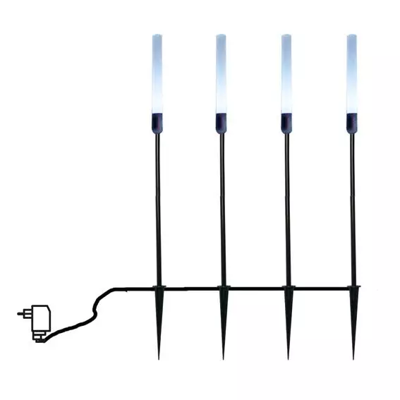 Lot de 4 piques lumineux de jardin (H51,5 cm) Cylindre Blanc froid
