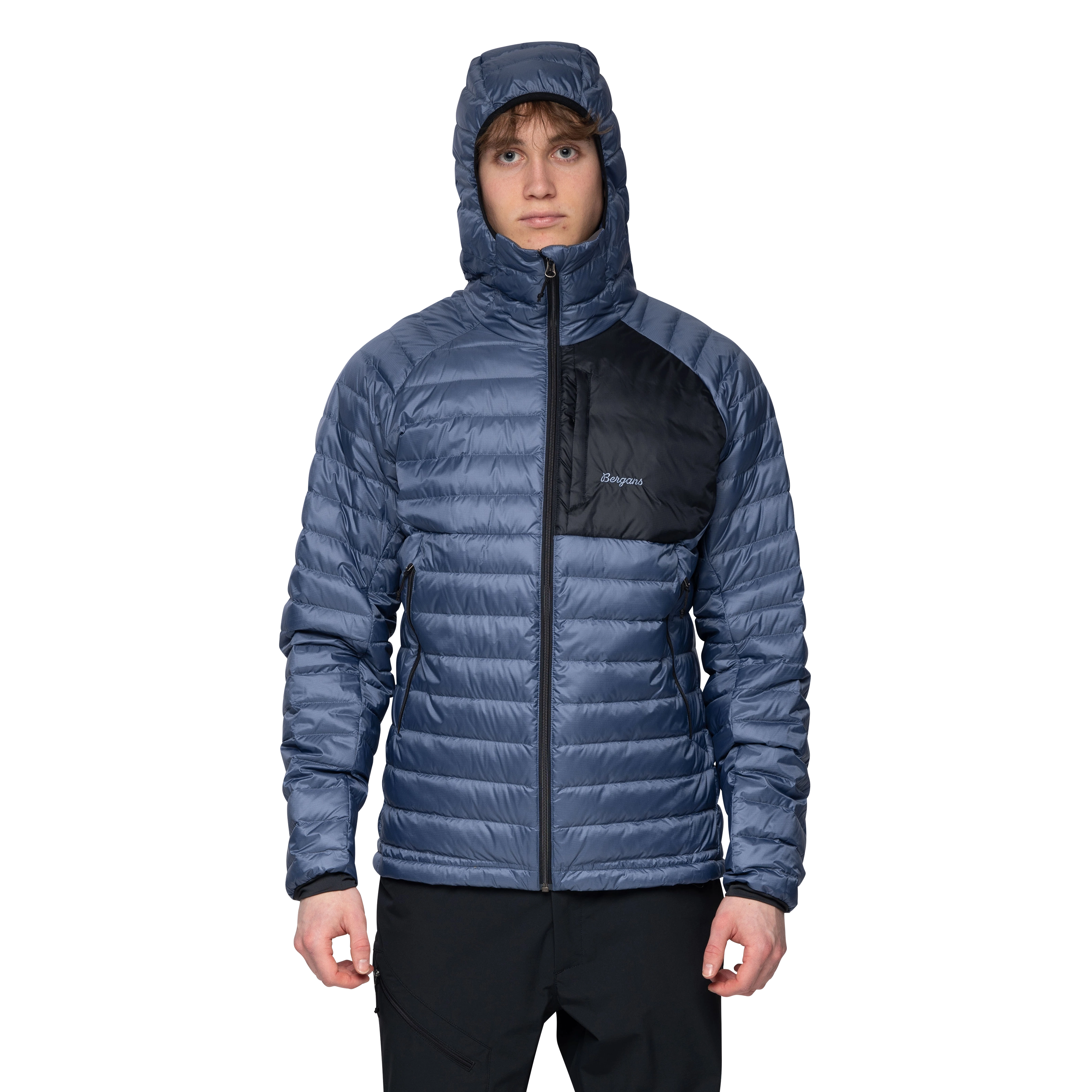 Vaagaa Light Down Jacket Hood Men Granite Blue / Black