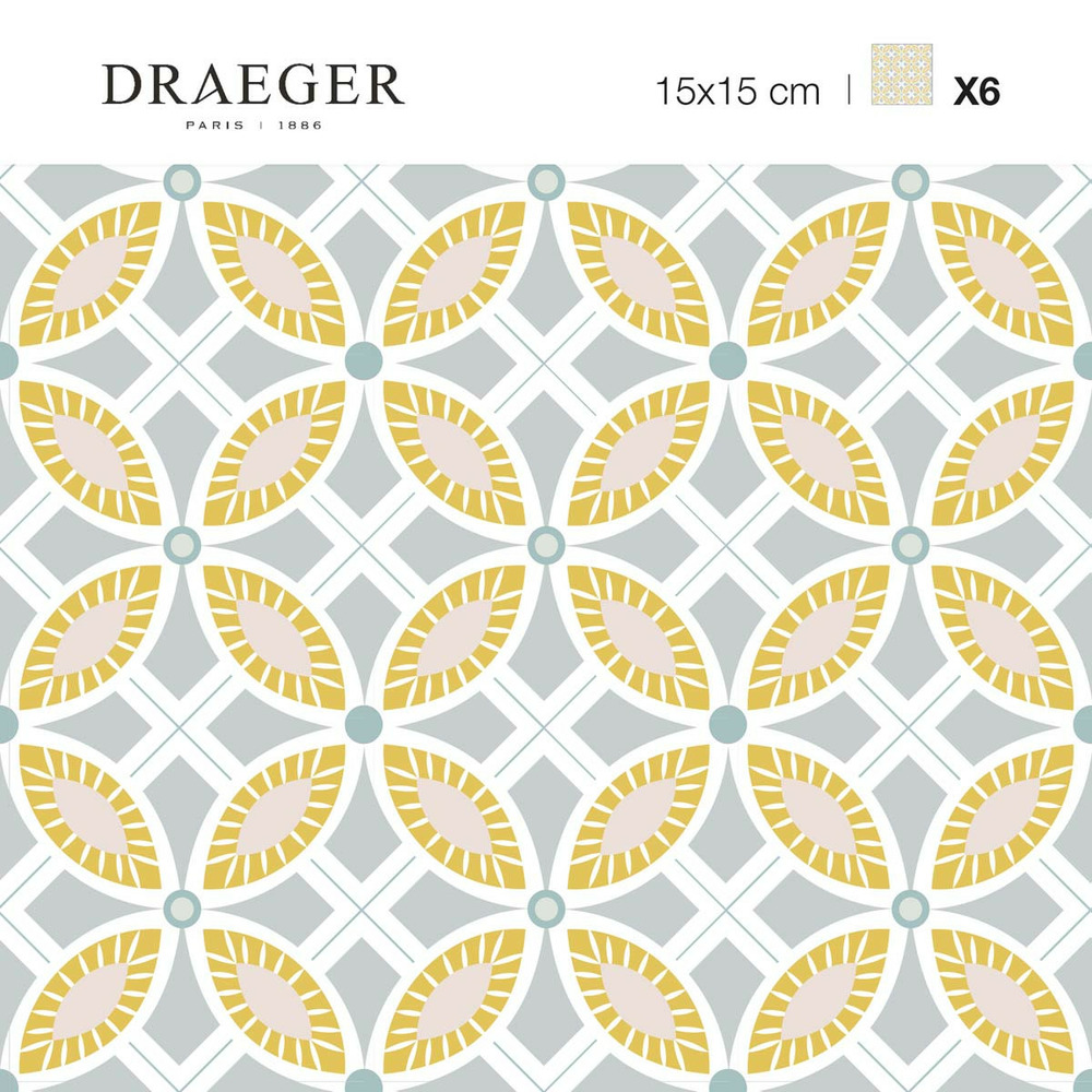 Stickers carrelage 15 x 15 cm - fleurs ocres et grises