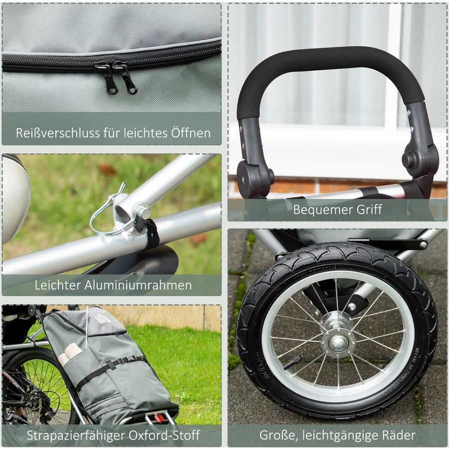 HOMCOM Lastenanhänger mit Tasche grau