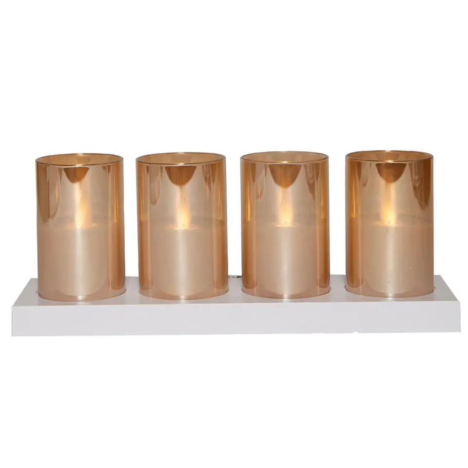 Anna's Collection LED kaarsen in glas -4x - oranje -oplaadstation