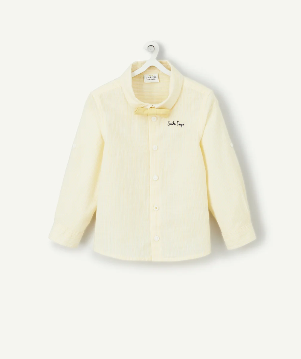 CHEMISE BÉBÉ GARÇON EN COTON ET RAYÉE JAUNE ET BLANC