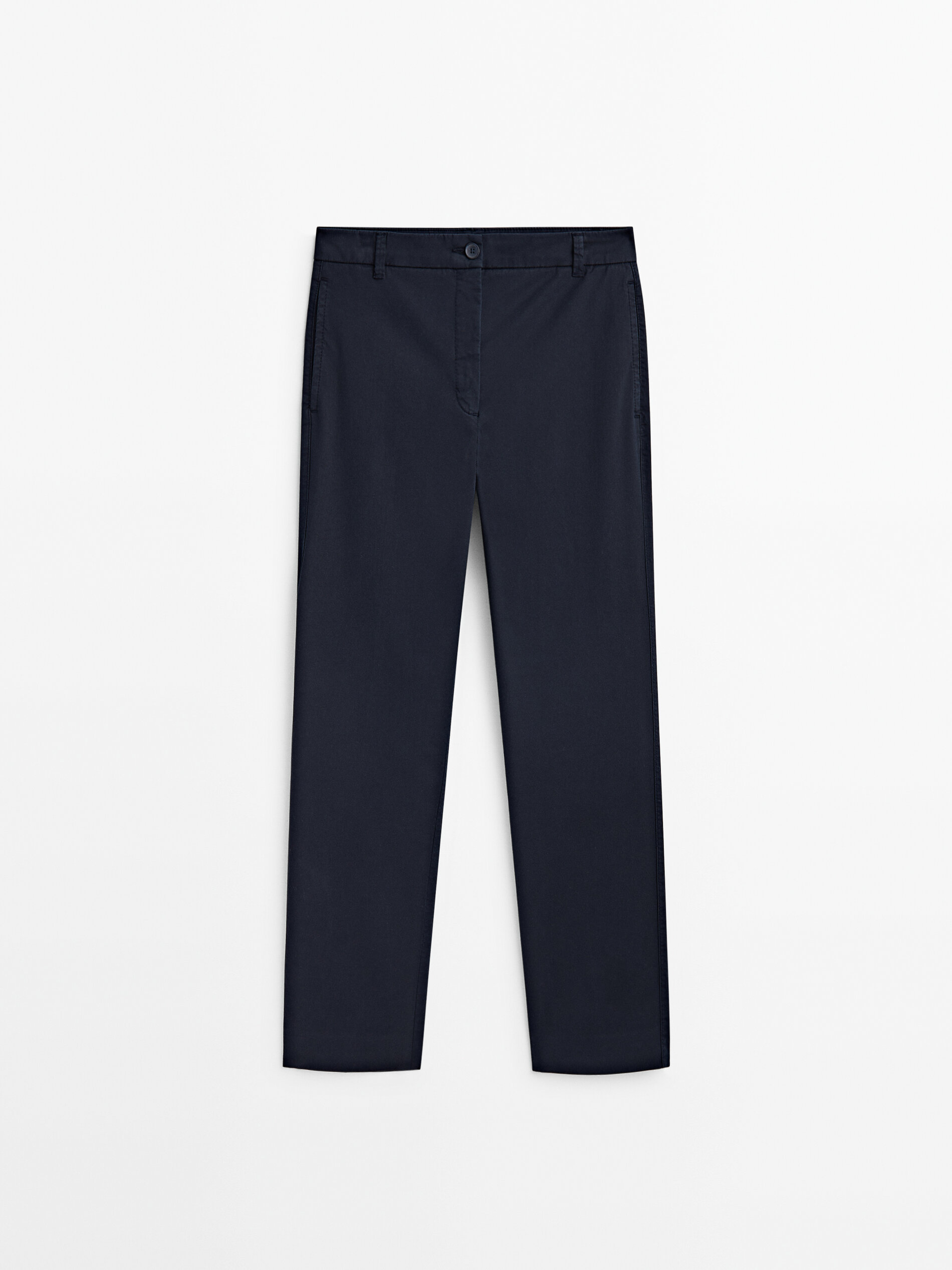 Calça chino slim fit em mistura de algodão - AZUL MARINHO