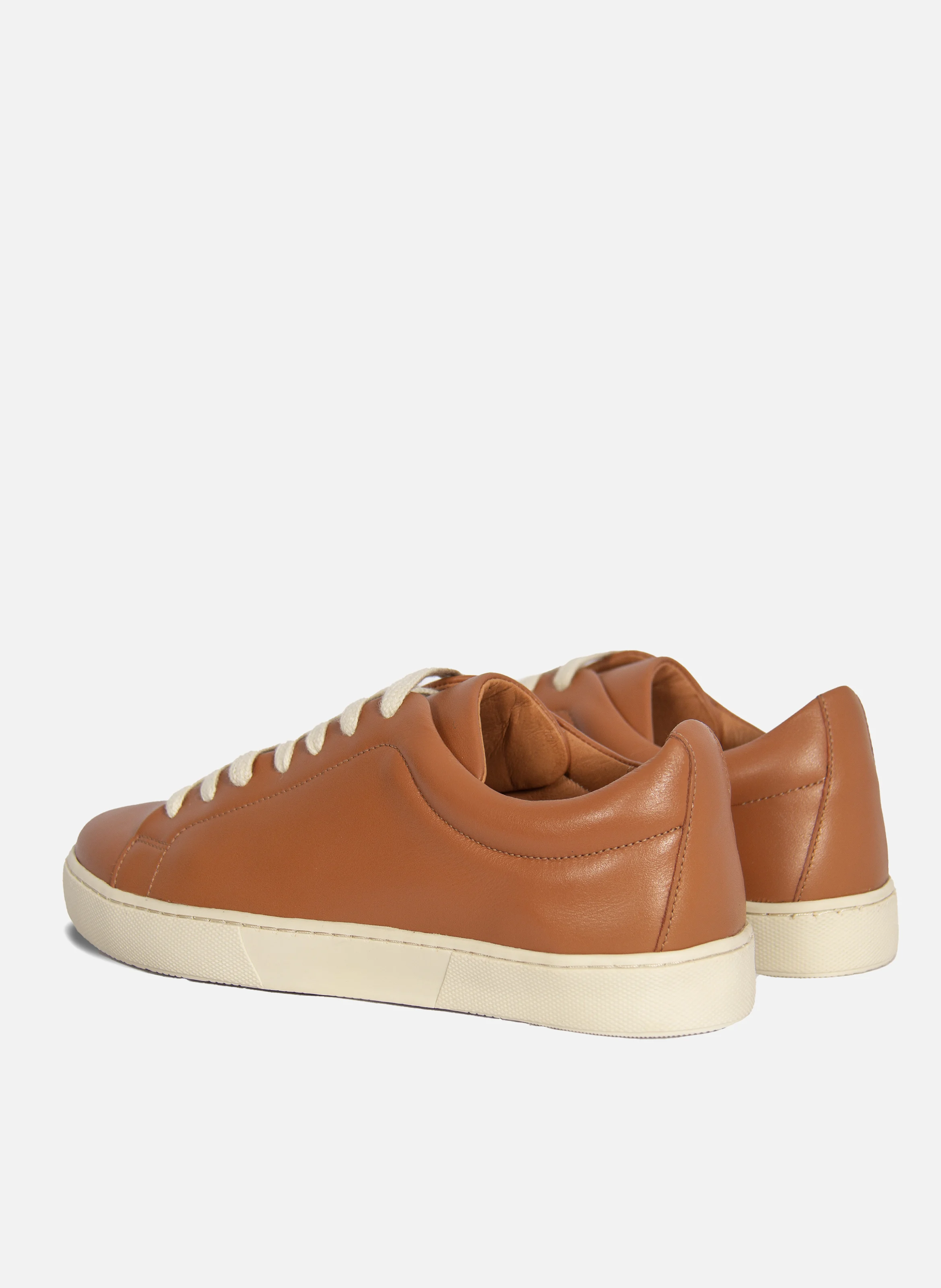 Tennis lacet cuir lisse | Marron
