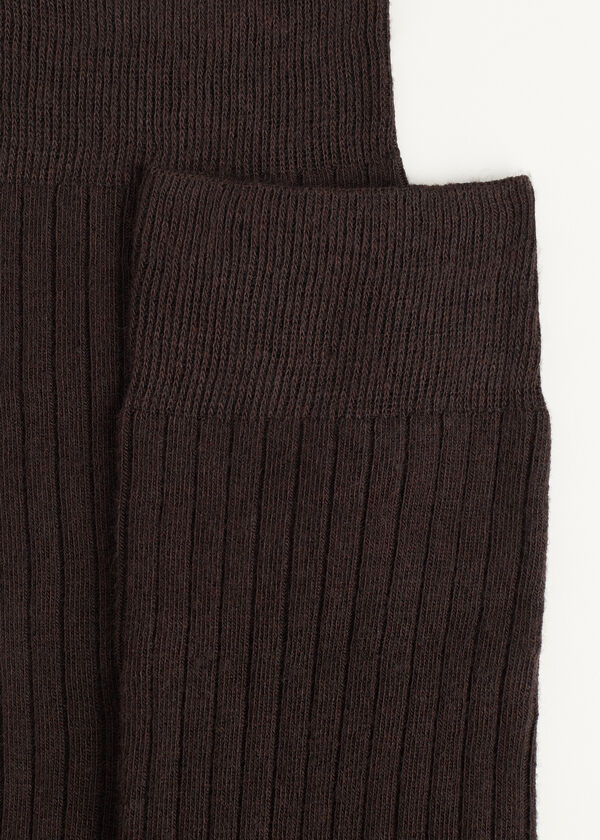 Meias curtas masculinas de cashmere canelado