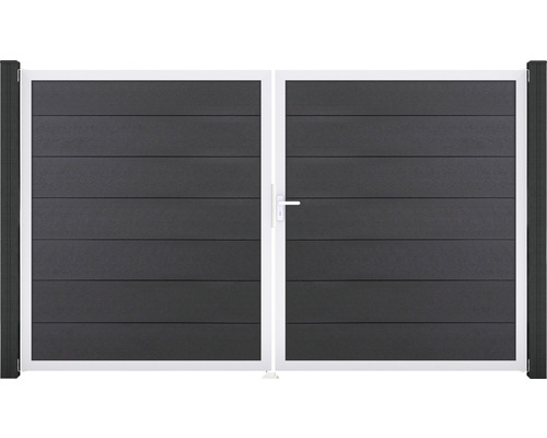 Dubbele poort GroJa Flex Grande rechts voorgemonteerd zonder palen, frame aluminium 300 x 180 cm antraciet