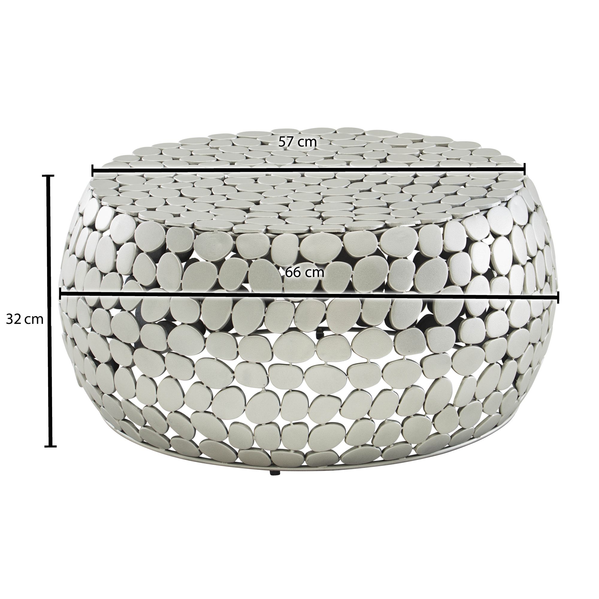 Couchtisch FineBuy Sofatisch Metall Silber Ø 66 cm Tisch Wohnzimmertisch Rund