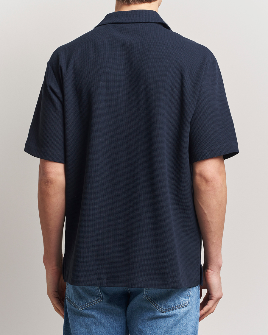 BOSS ORANGE Waffle Short Sleeve Shirt Dark Blue