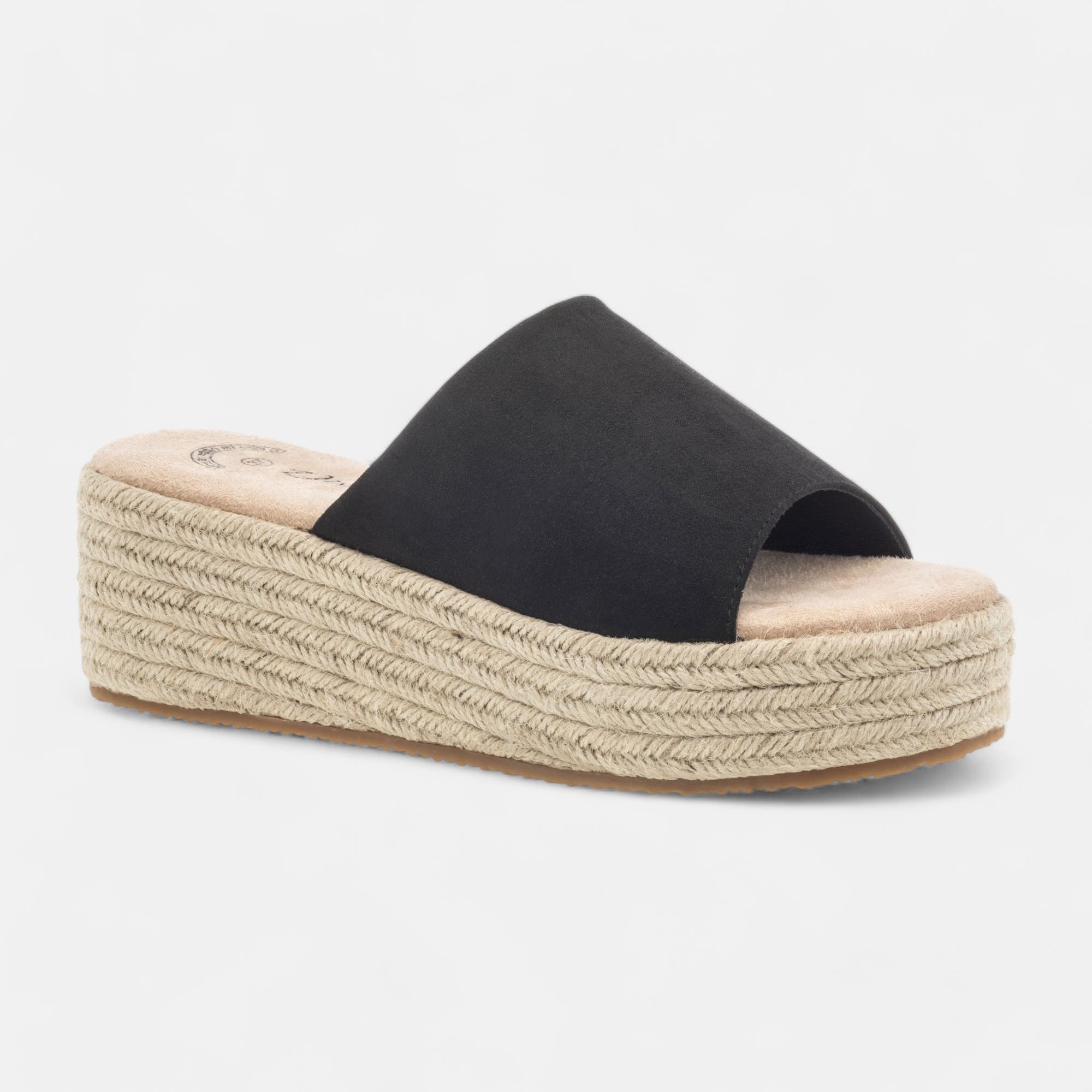 Espadrilles à talon compensé Femme noir